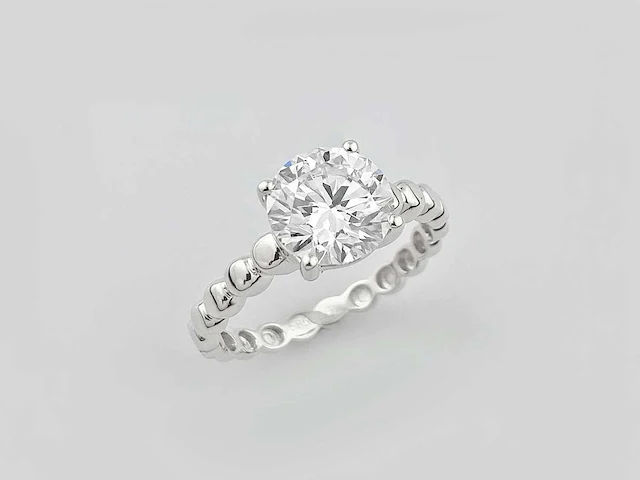 14 kt witgouden ring met 2,05 cts laboratoriumgekweekte diamant - afbeelding 2 van  10