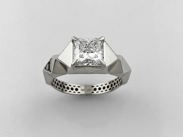 14 kt witgouden ring met 2,07 cts laboratoriumgekweekte diamant - afbeelding 4 van  11