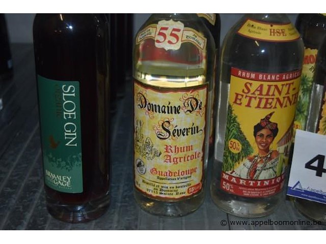 14x fles sterke drank, waaronder rhum agricole (domaine de séverin, saint-etienne, montebello), gosling's black seal rum, bramley & gage sloe gin - afbeelding 2 van  3