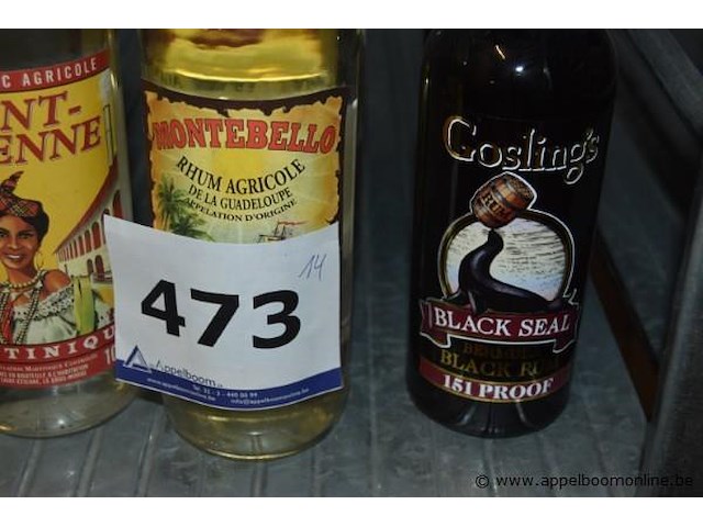 14x fles sterke drank, waaronder rhum agricole (domaine de séverin, saint-etienne, montebello), gosling's black seal rum, bramley & gage sloe gin - afbeelding 3 van  3