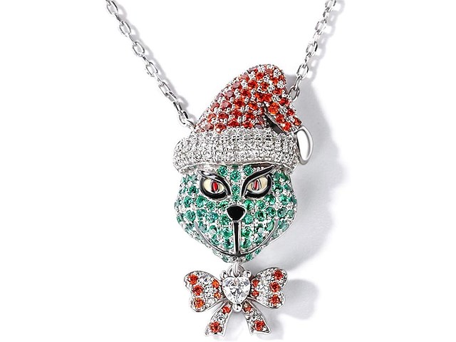 1,5 karaat kerstmonster-geïnspireerde ketting met hanger - afbeelding 1 van  4