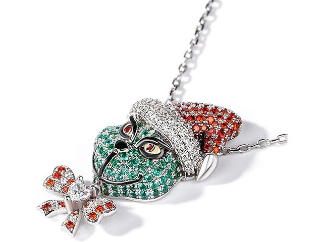 1,5 karaat kerstmonster-geïnspireerde ketting met hanger - afbeelding 2 van  4