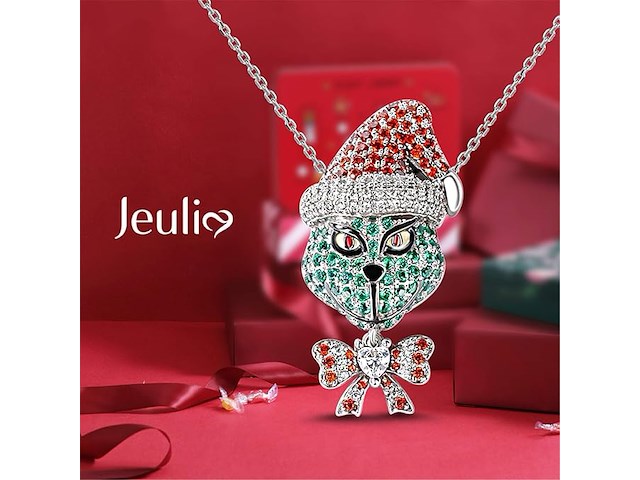 1,5 karaat kerstmonster-geïnspireerde ketting met hanger - afbeelding 3 van  4