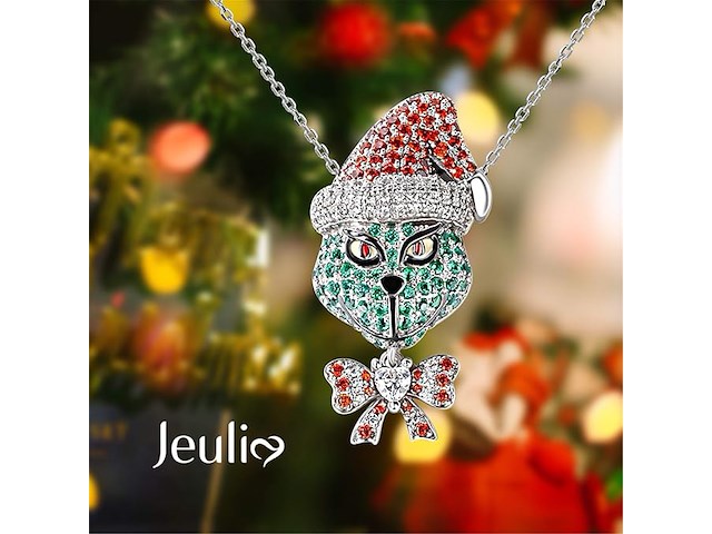 1,5 karaat kerstmonster-geïnspireerde ketting met hanger - afbeelding 4 van  4