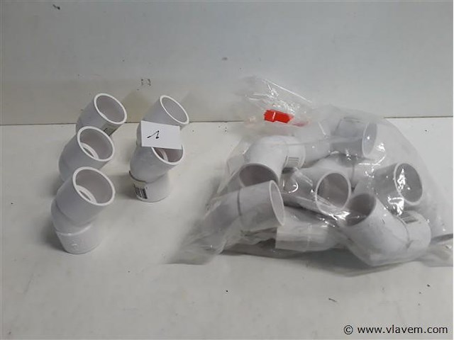 15 x bocht 45° 32 mm pvc lijmverbinding wit - afbeelding 1 van  2