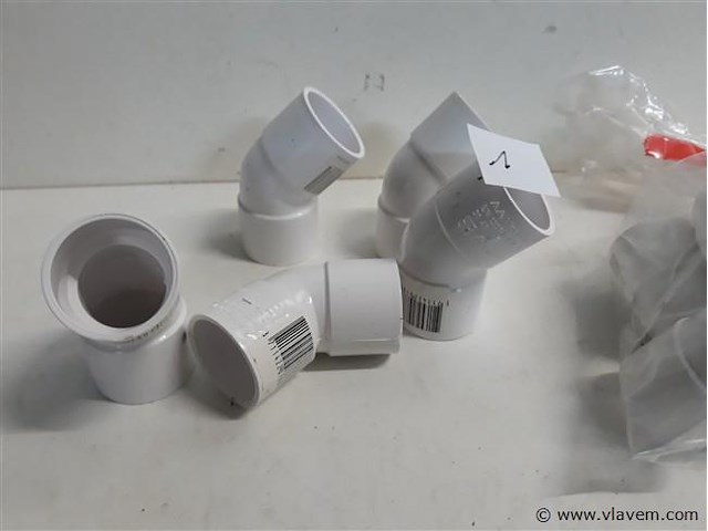 15 x bocht 45° 32 mm pvc lijmverbinding wit - afbeelding 2 van  2