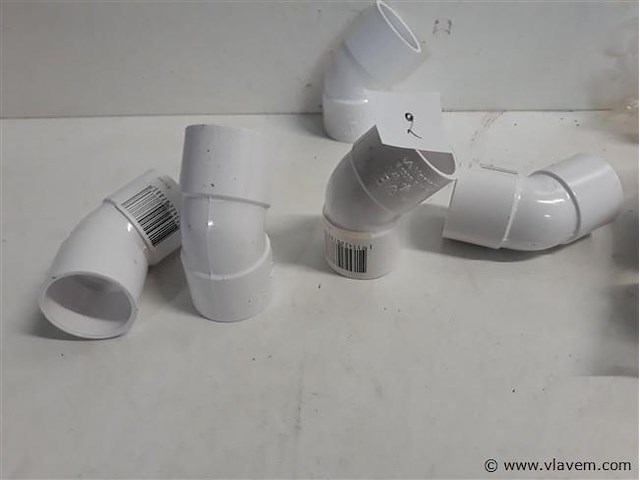 15 x bocht 45° 32 mm pvc lijmverbinding wit - afbeelding 2 van  2