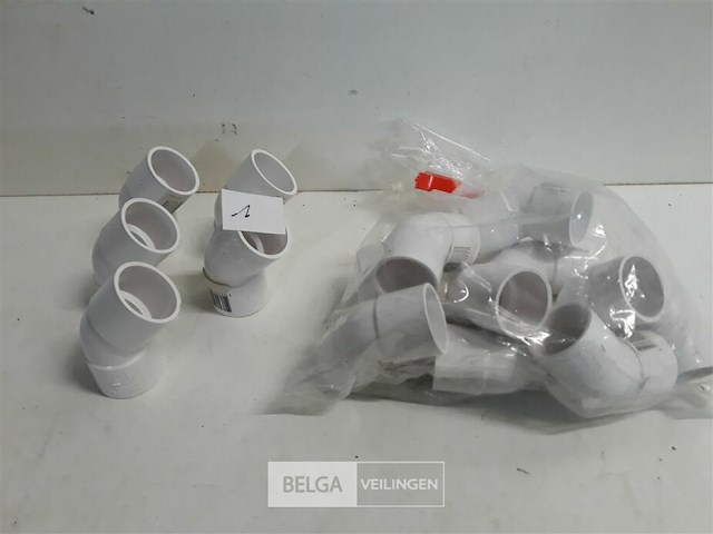 15 x bocht 45° 32 mm pvc lijmverbinding wit - afbeelding 2 van  3
