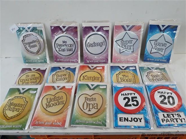 15 x kaart met enveloppe + button - afbeelding 1 van  2