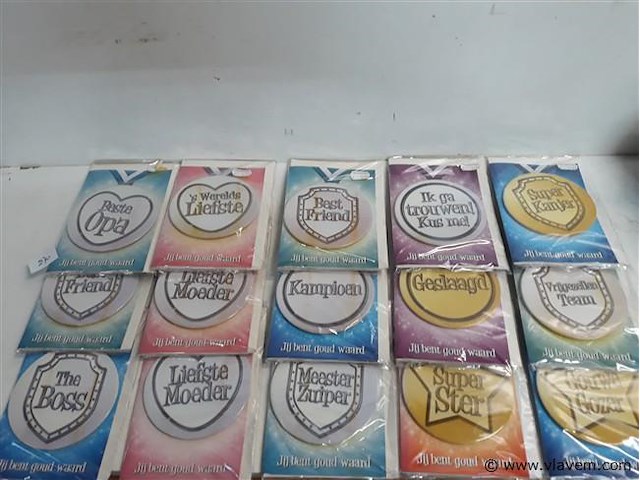 15 x kaart met enveloppe + button - afbeelding 1 van  2