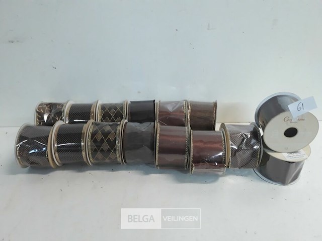 15 x kerstlint 5 cm x 2,74 m bruin - afbeelding 2 van  3