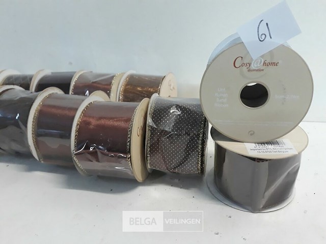 15 x kerstlint 5 cm x 2,74 m bruin - afbeelding 3 van  3