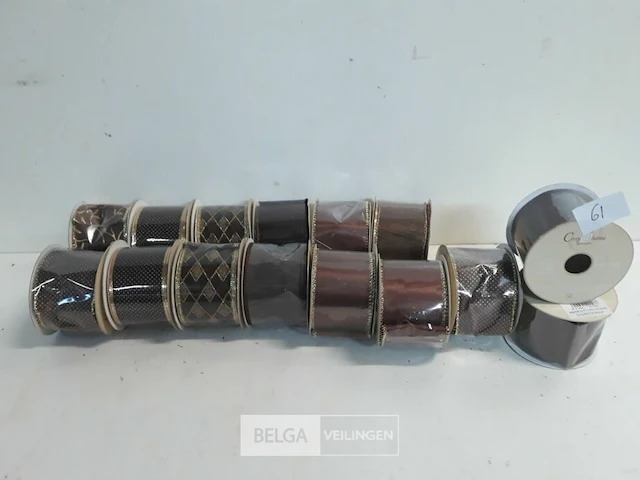 15 x kerstlint 5 cm x 2,74 m bruin - afbeelding 2 van  3