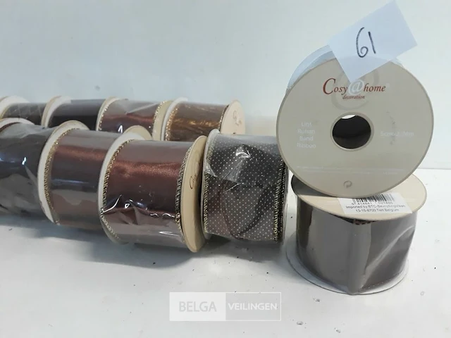 15 x kerstlint 5 cm x 2,74 m bruin - afbeelding 3 van  3