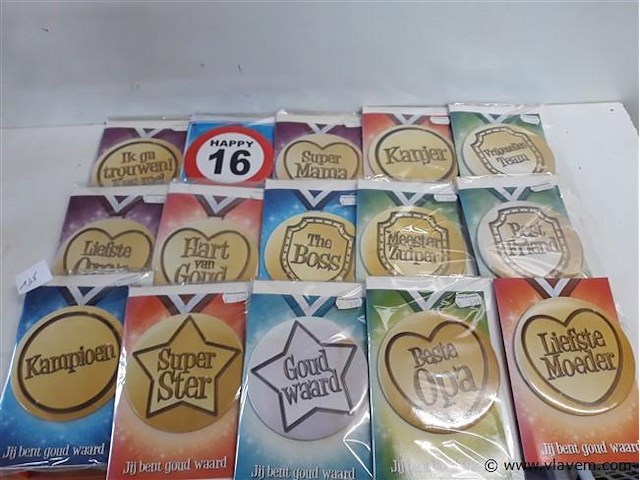 15 x wenskaart +enveloppe met button - afbeelding 1 van  2