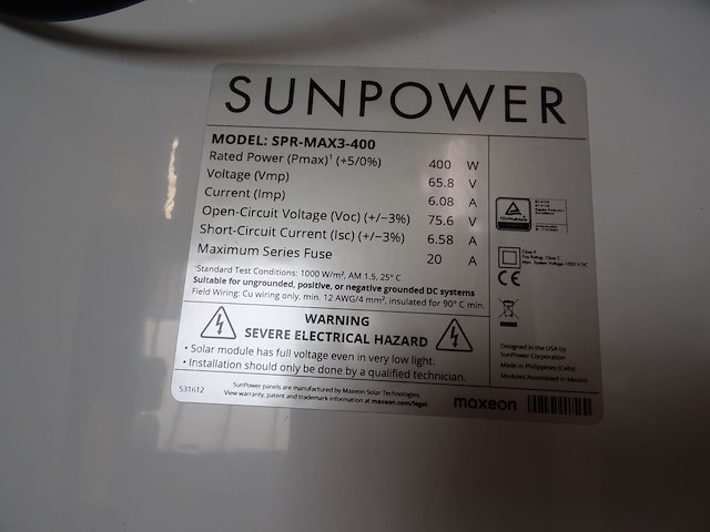15 x zonnepaneel sunpower max3 400 (6.000 wp) - afbeelding 4 van  4