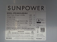 15 x zonnepaneel sunpower max3 415 fb (6.225 wp) - afbeelding 4 van  4
