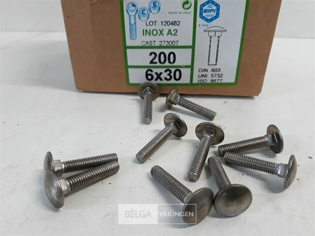 150 x houtbout inox a2 m6x30 mm - afbeelding 3 van  3
