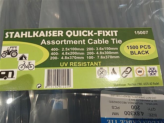 1500 delige kabelbinder assortiment - afbeelding 3 van  10