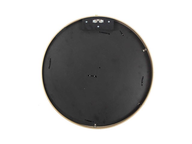 (15x) moscirkel 75 cm kleur limoengroen / aluminium frame met hout look wanddecoratie - afbeelding 4 van  5