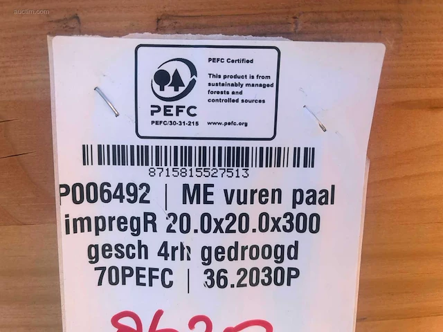 (15x) red class wood paal 20x20x300cm - afbeelding 7 van  15