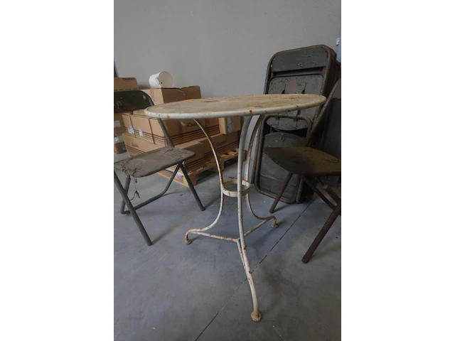 15x vintage metalen klapstoel & 1x tafel - afbeelding 6 van  6
