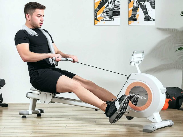 16-lagige magnetische roeimachine met lcd-scherm en telefoonhouder, verticale opslag - afbeelding 1 van  7