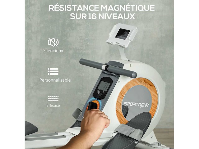 16-lagige magnetische roeimachine met lcd-scherm en telefoonhouder, verticale opslag - afbeelding 5 van  7