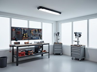 16 x 120cm pro dubbele led tl t8 armaturen waterdicht donkergrijs met reflector - afbeelding 1 van  9