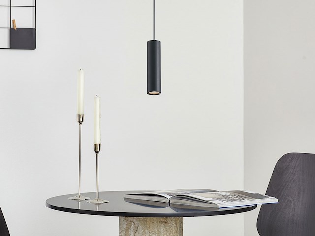 16 x gu10 decoratief hanglamp cilinder 24cm zand zwart - afbeelding 4 van  5
