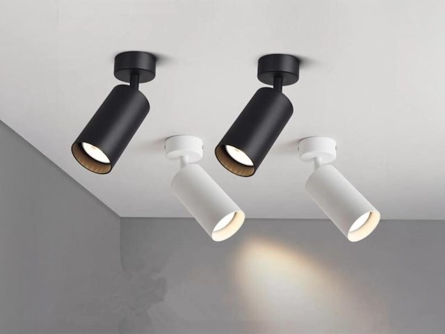 16 x gu10 opbouwspot armatuur cilinder zand zwart draaibaar - afbeelding 4 van  7