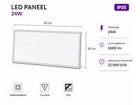 16 x led paneel 24w – 4200k neutraal wit - 595x295mm – ip20 – zodiac-24 - afbeelding 2 van  5