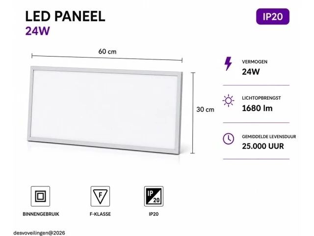 16 x led paneel 24w – 4200k neutraal wit - 595x295mm – ip20 – zodiac-24 - afbeelding 3 van  6