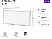 16 x led paneel 24w – 6400k koud wit - 595x295mm – ip20 – zodiac-24 - afbeelding 2 van  5