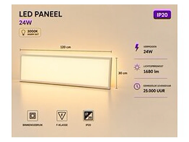 16 x led paneel 36w – 3000k warm wit - 1195x295mm – ip20 – zodiac-36 - afbeelding 1 van  6