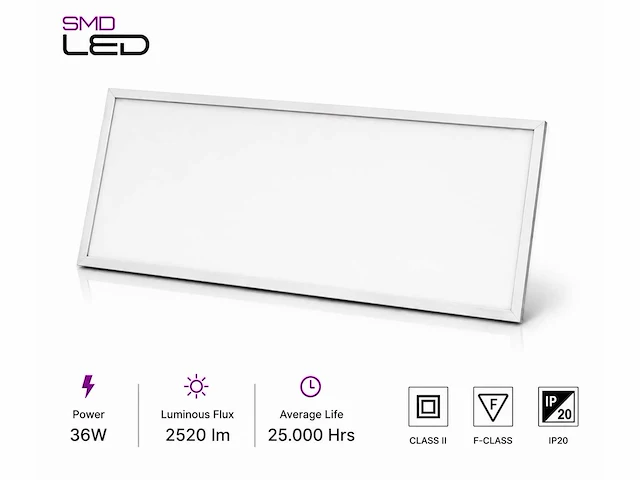16 x led paneel 36w – 3000k warm wit - 1195x295mm – ip20 – zodiac-36 - afbeelding 2 van  5