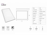 16 x led paneel 36w – 3000k warm wit - 1195x295mm – ip20 – zodiac-36 - afbeelding 4 van  5