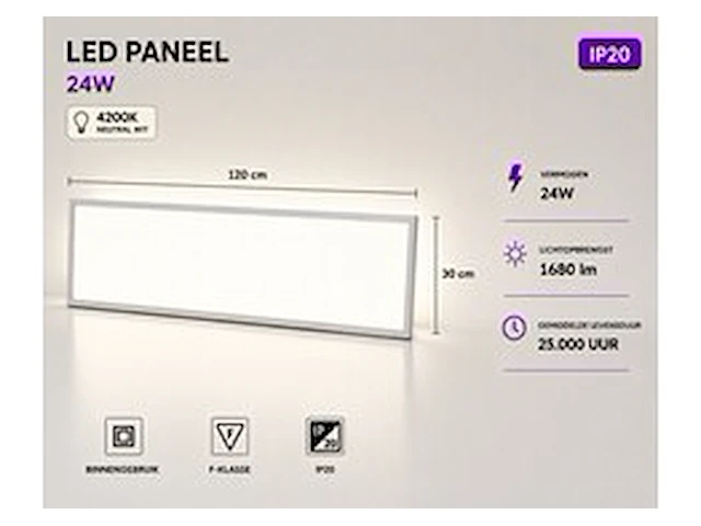 16 x led paneel 36w – 4200k neutraal wit - 1195x295mm – ip20 – zodiac-36 - afbeelding 1 van  6