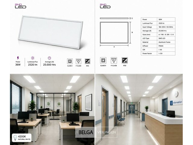 16 x led paneel 36w – 4200k neutraal wit - 1195x295mm – ip20 – zodiac-36 - afbeelding 6 van  6