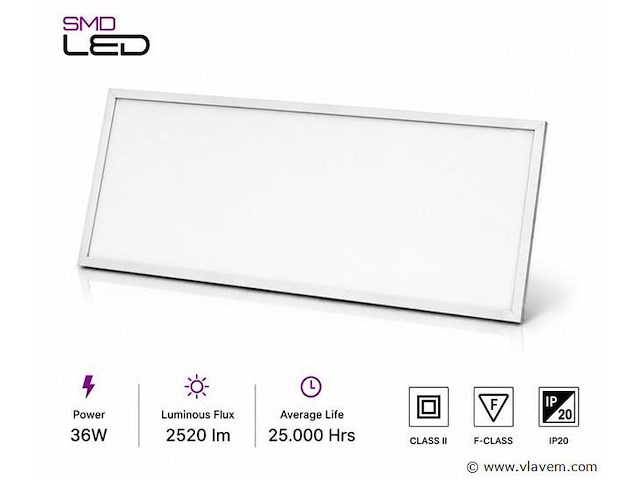 16 x led paneel 36w – 6400k koud wit - 1195x295mm – ip20 – zodiac-36 - afbeelding 2 van  5