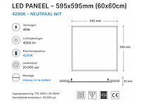 16 x led paneel 45w – 4200k neutraal wit - 595x595mm – ip20 – galaksi - afbeelding 4 van  5