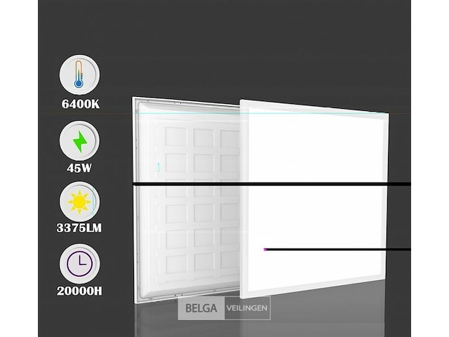 16 x led-paneel 45w – 60 × 60 cm – 6400k koud wit - afbeelding 4 van  5