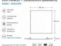 16 x led paneel 45w – 6400k koud wit - 595x595mm – ip20 – galaksi - afbeelding 1 van  5
