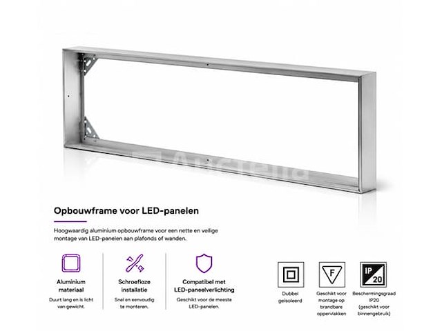 16 x opbouw frame voor led paneel – 1200x300mm – ip20 – frame-30120 - afbeelding 3 van  5