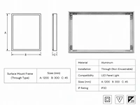 16 x opbouw frame voor led paneel – 1200x300mm – ip20 – frame-30120 - afbeelding 5 van  6