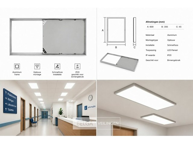 16 x opbouw frame voor led paneel – 600x300mm – ip20 – frame-3060 - afbeelding 6 van  6