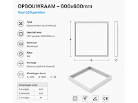 16 x opbouw frame voor led paneel – 600x600mm – ip20 – frame-6060 - afbeelding 4 van  5