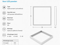 16 x opbouw frame voor led paneel – 600x600mm – ip20 – frame-6060 - afbeelding 4 van  5