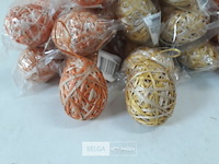 16 x paasei sisal 3 stuks mix geel/oranje - afbeelding 3 van  3