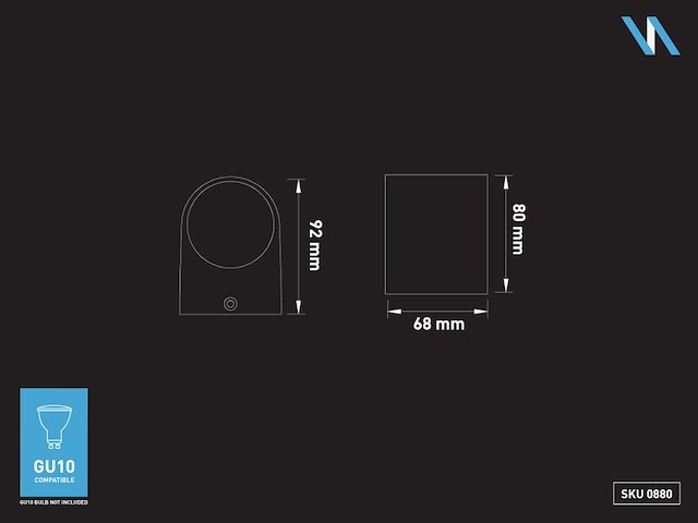 16 x wandlamp modern halfrond gu10 fitting zand zwart waterdicht - afbeelding 5 van  5